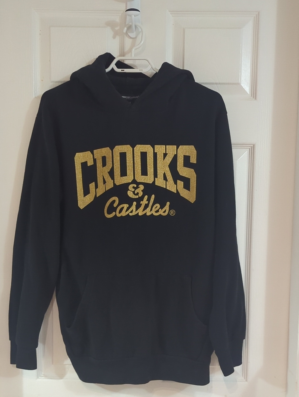 Crooks & Castles Black Hoodie with Gold Script Logo